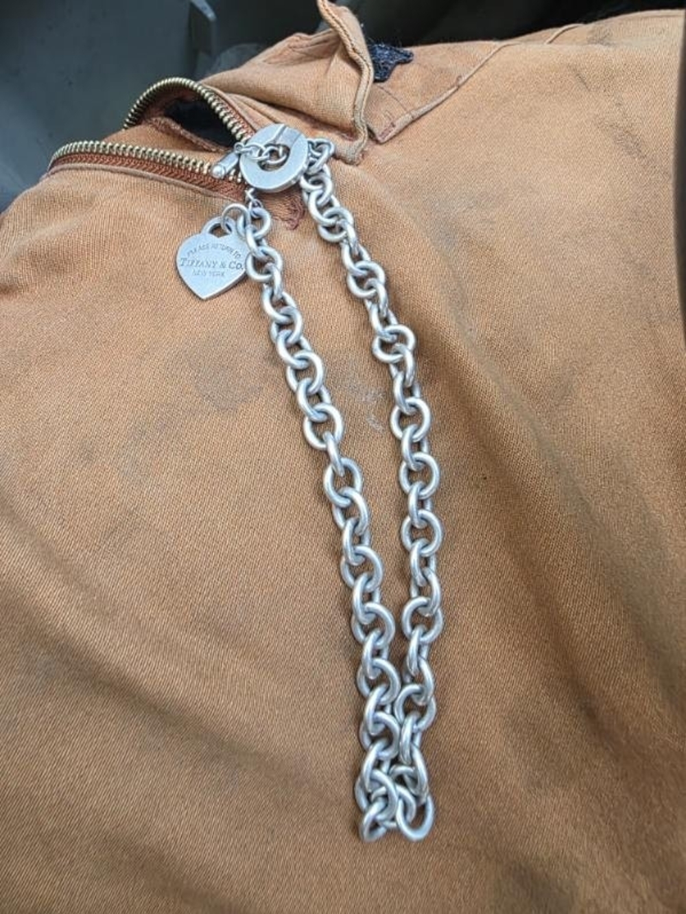 Tiffany & Co. Silver Heart Tag Link Necklace